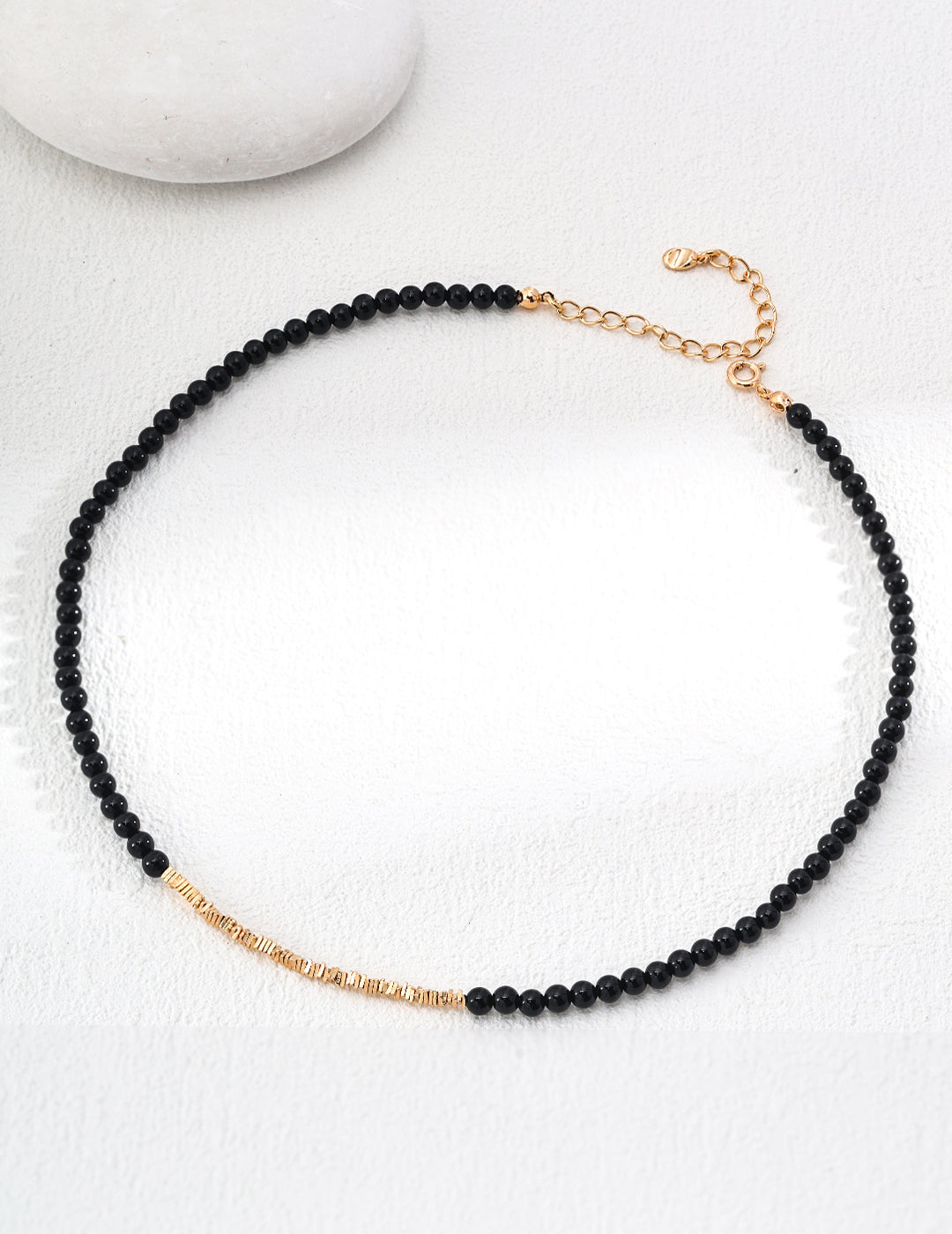 Simple sterling silver black agate necklace