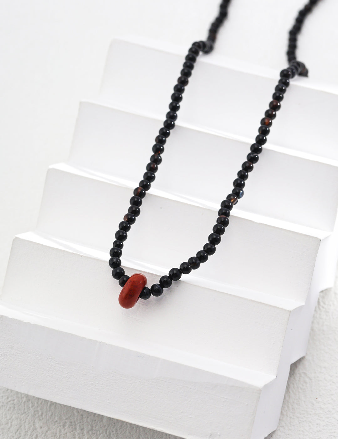 Natural black agate necklace