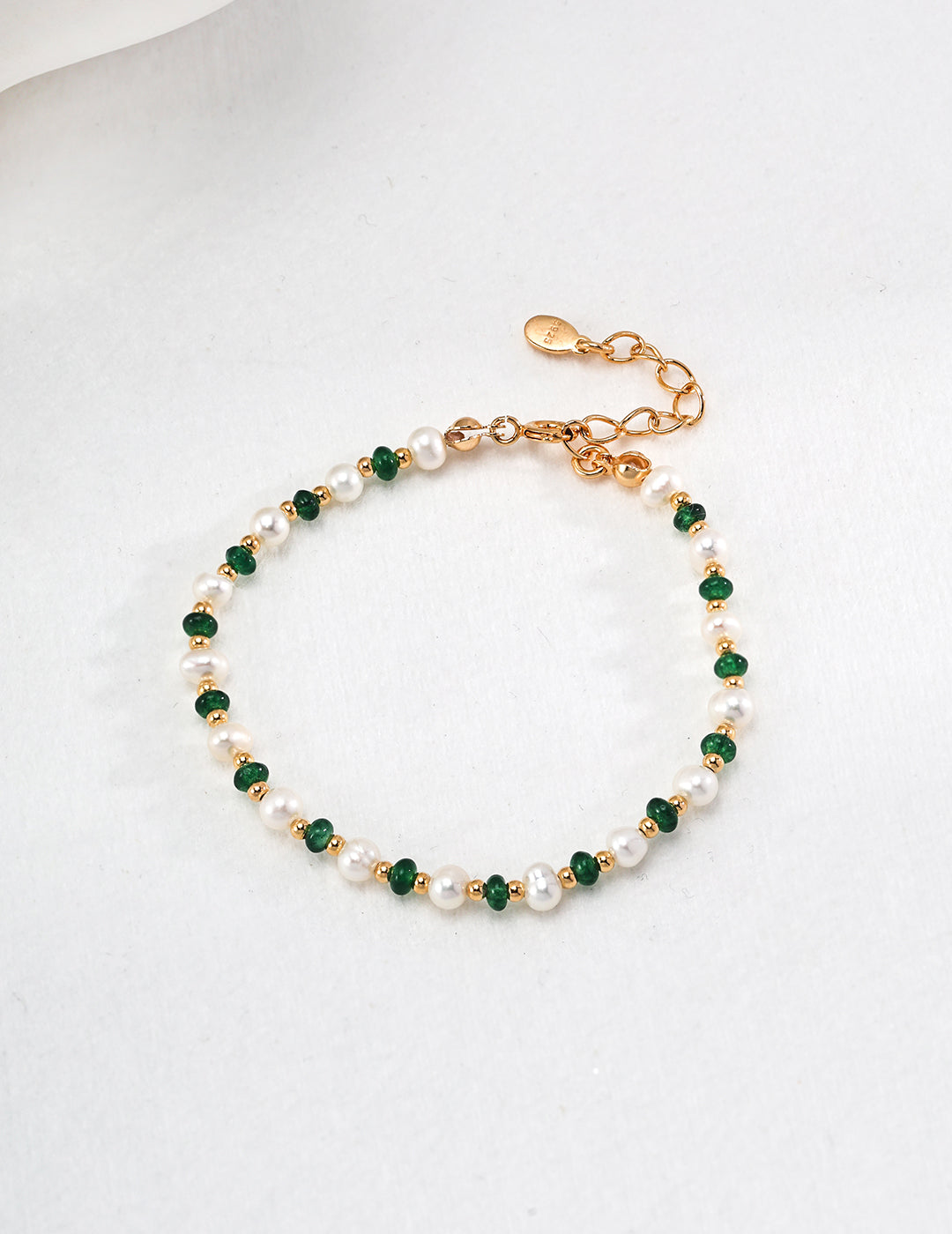 Sterling silver pearl emerald bracelet